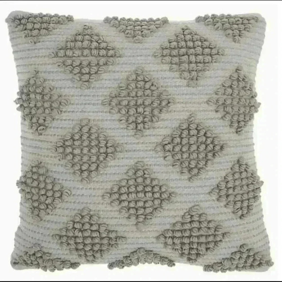 Grey Woven Pillow Diamond Design by Mina Victory - Picture 1 of 5